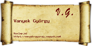 Vanyek György névjegykártya